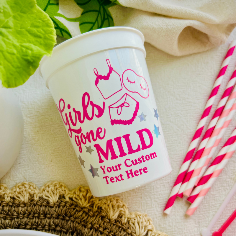 Girls Gone Mild Customizable Bachelorette Cups | Spa Bachelorette | Slumber Party Bachelorette