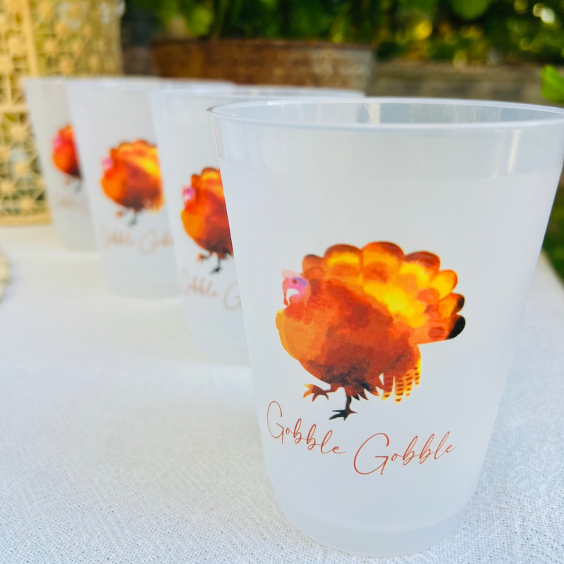 Gobble Gobble Thanksgiving 16oz Frost Flex Drinking Cups | Thanksgiving Cups | Reusable Cups