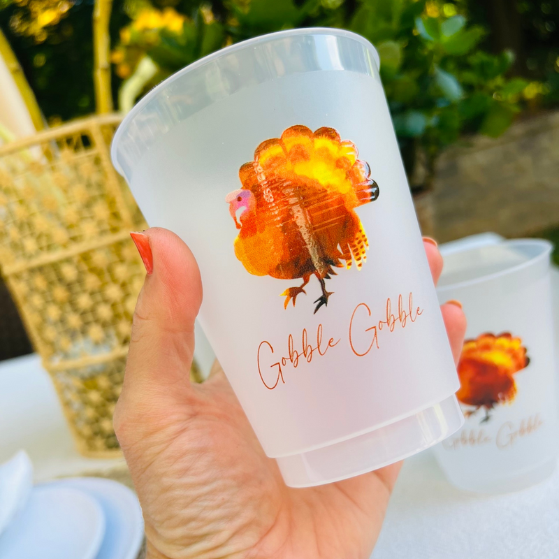 Gobble Gobble Thanksgiving 16oz Frost Flex Drinking Cups | Thanksgiving Cups | Reusable Cups