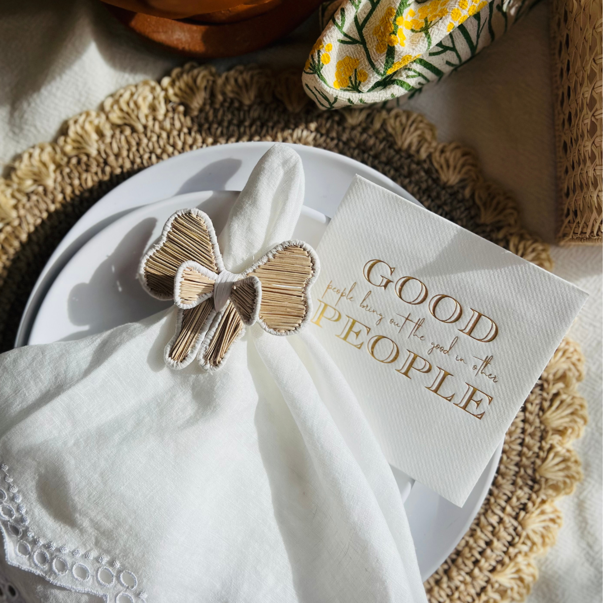 Good People Bring Out The Good In Other People Linen-Like Paper Cocktail Napkins - Thumbnail 5