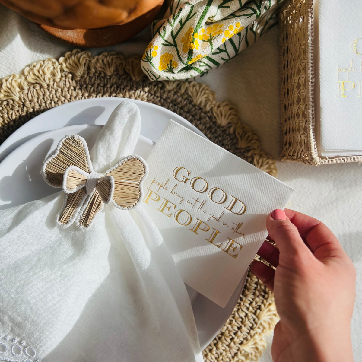 Good People Bring Out The Good In Other People Linen-Like Paper Cocktail Napkins - Thumbnail 4