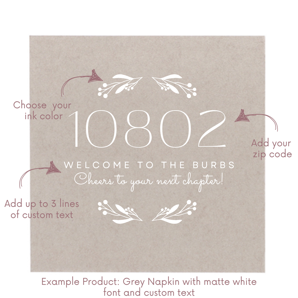 New Home Zip Code Customizable Foil Stamped Paper Napkins