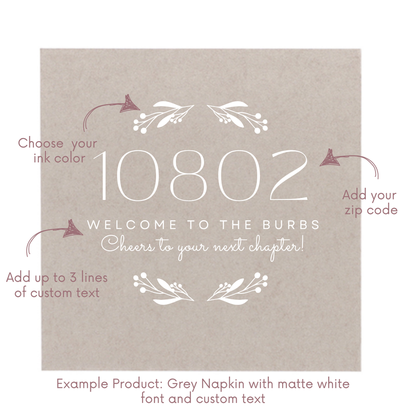 New Home Zip Code Customizable Foil Stamped Paper Napkins