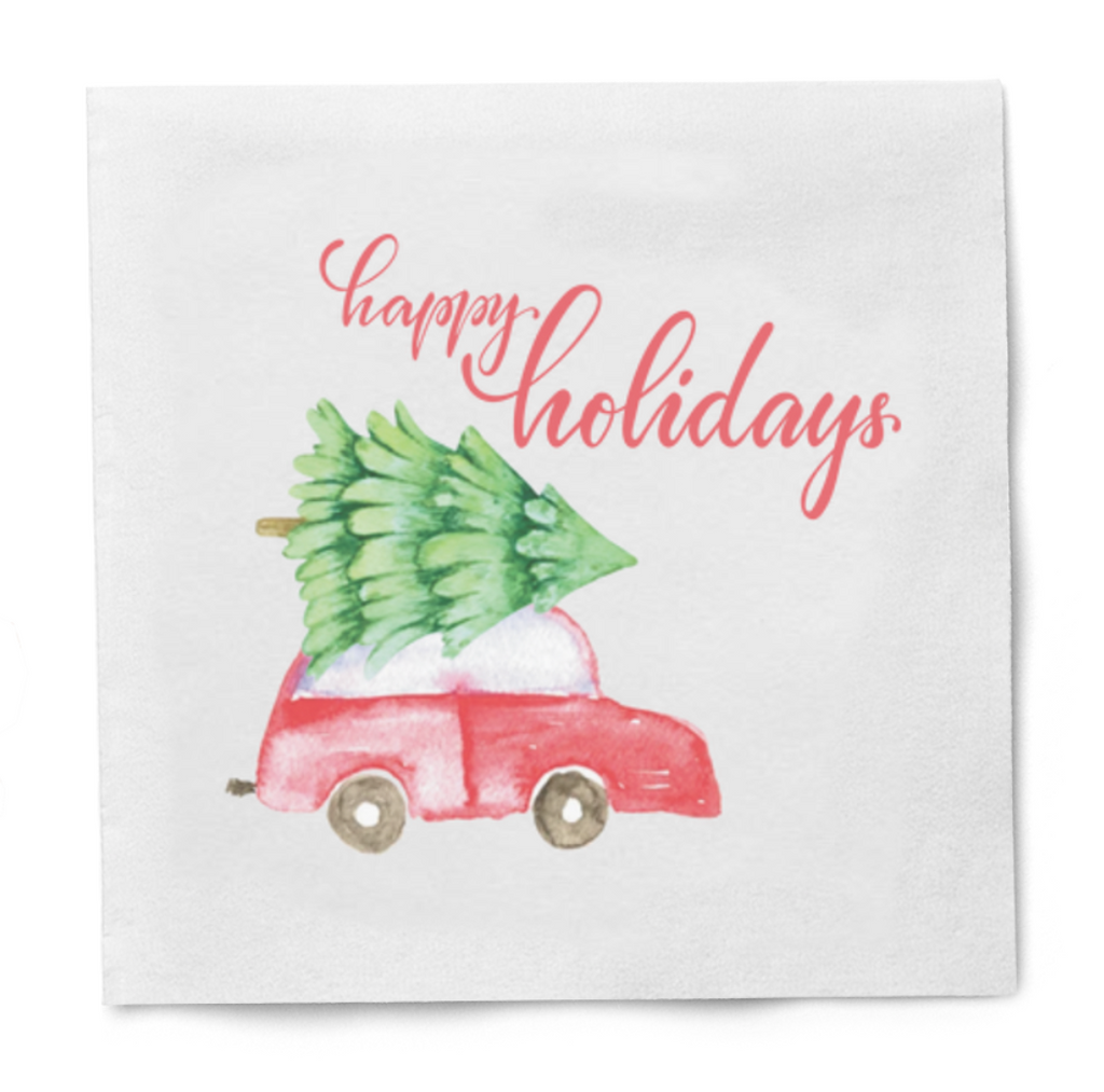 Happy Holidays Cocktail Paper Beverage Napkins