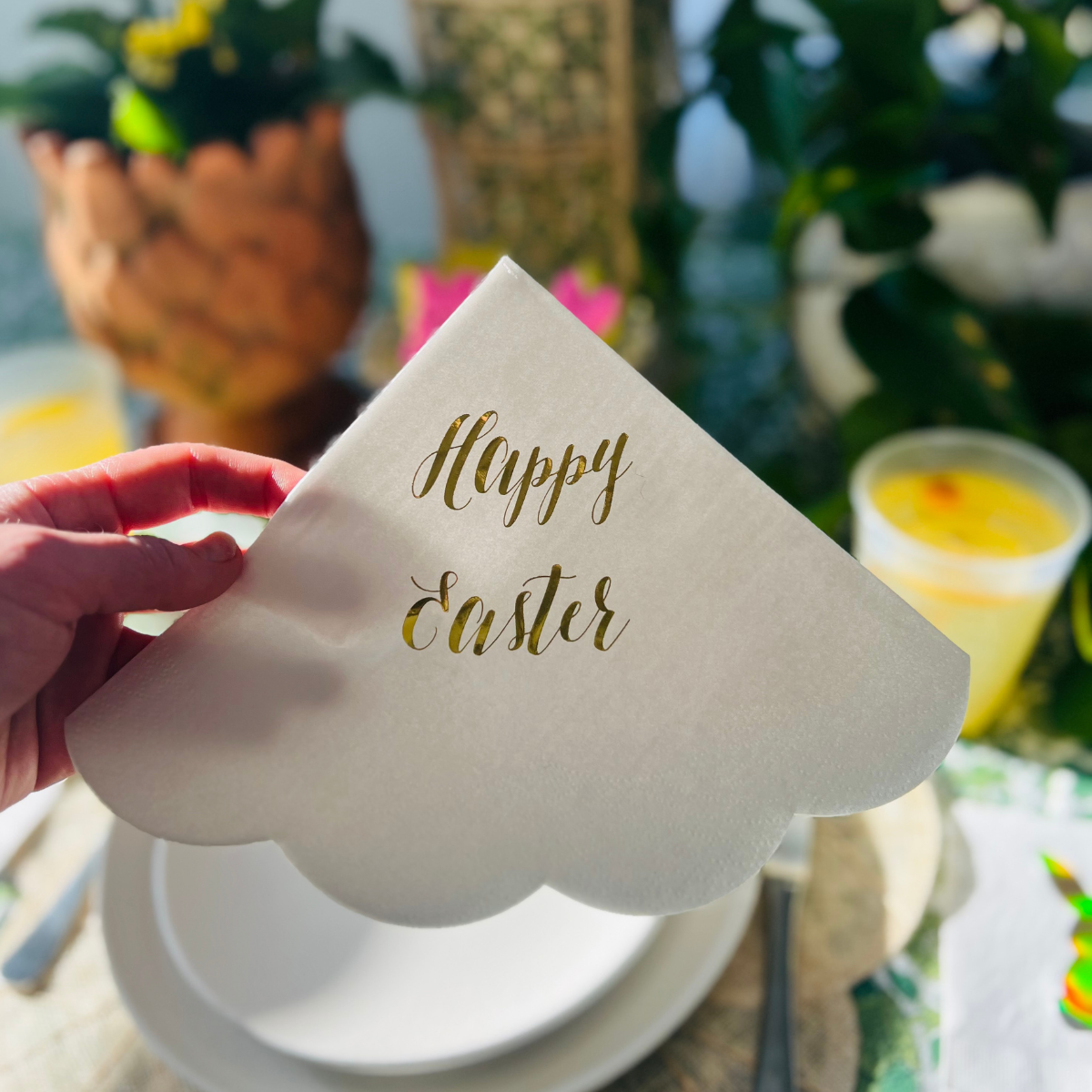 Happy Easter Scalloped Luncheon Paper Napkin