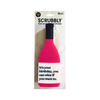 A Scrubbly wine-shaped cleaning sponge in pink and white with a black neck, packaged on a white backing card that reads 'SCRUBBLY WINE WASHING SPONGE' and includes the phrase 'It's your birthday, you can wine if you want to.'.
