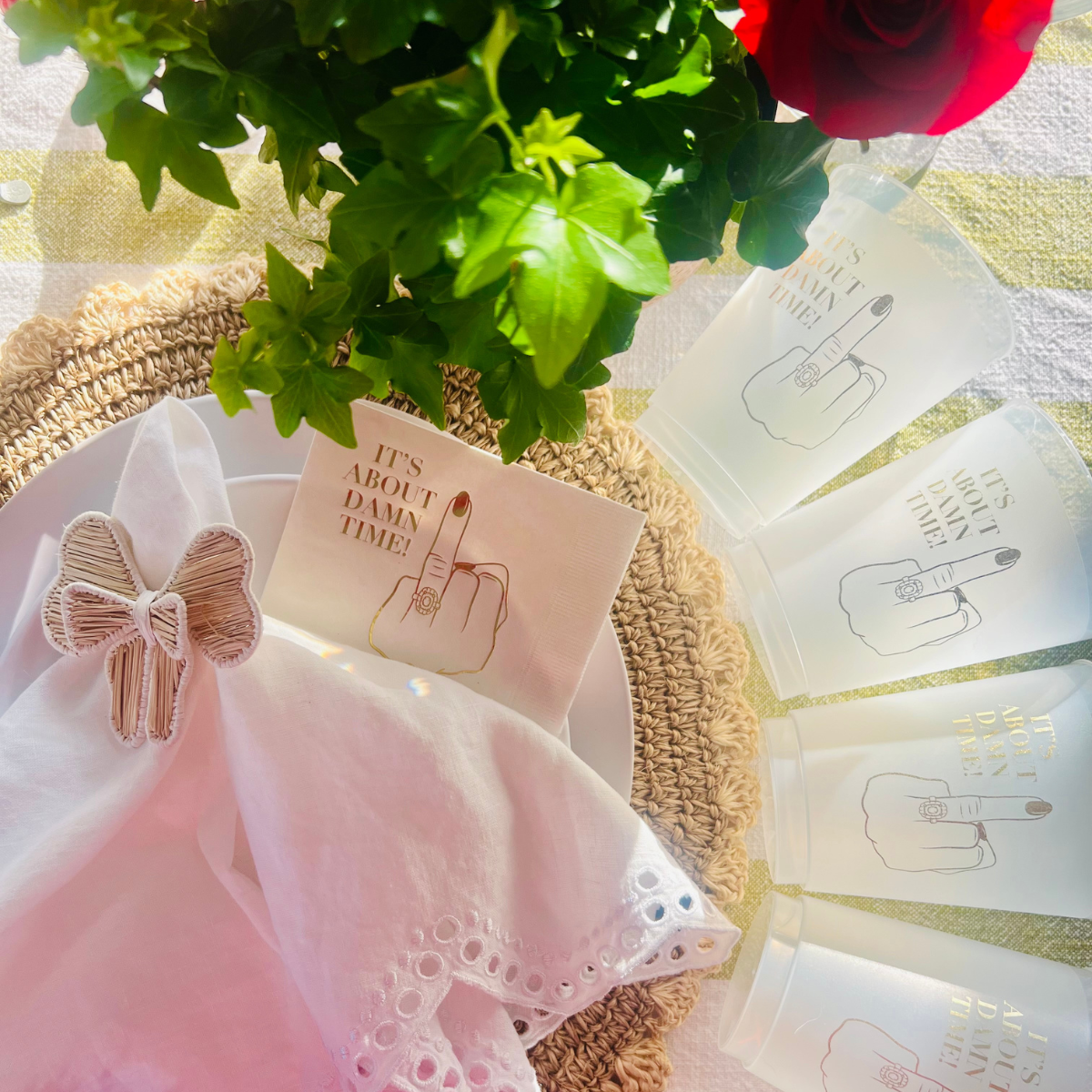 "It's About Damn Time" Engagement Party Cups | Fun Engagement Party Décor | 12oz & 16oz