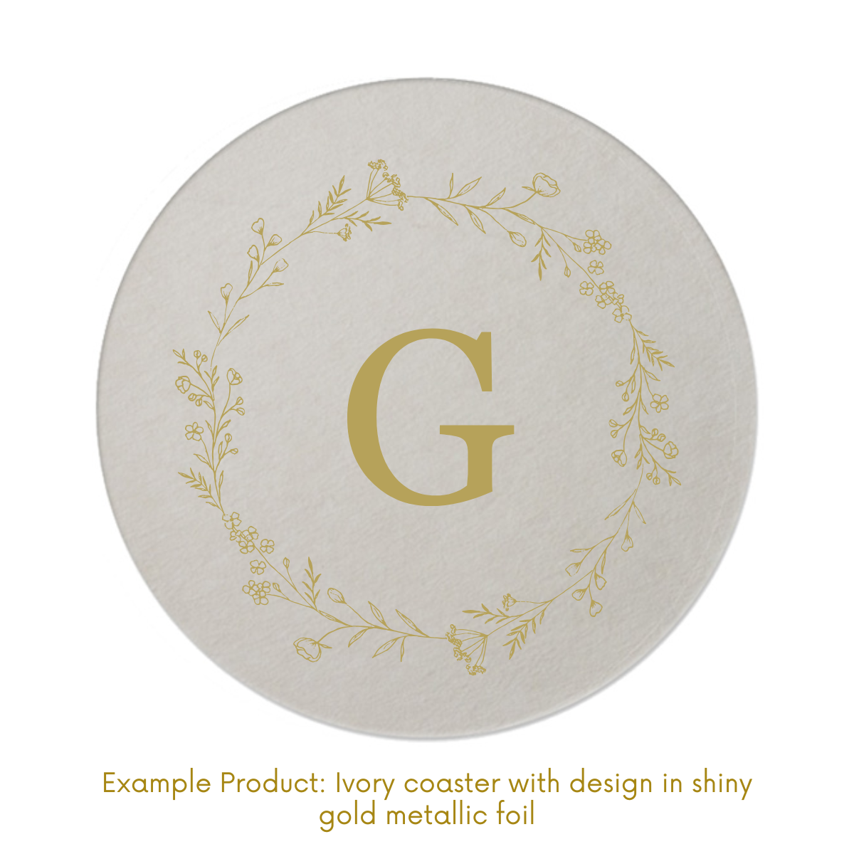 Custom Initial Round Paper Coasters With Floral Border