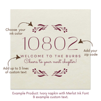 New Home Zip Code Customizable Foil Stamped Paper Napkins