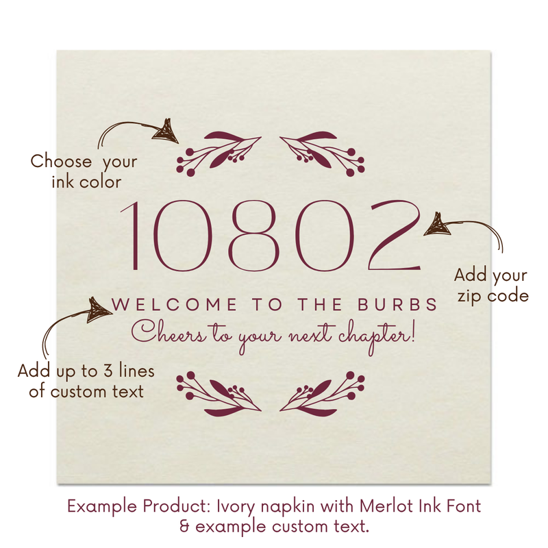 New Home Zip Code Customizable Foil Stamped Paper Napkins