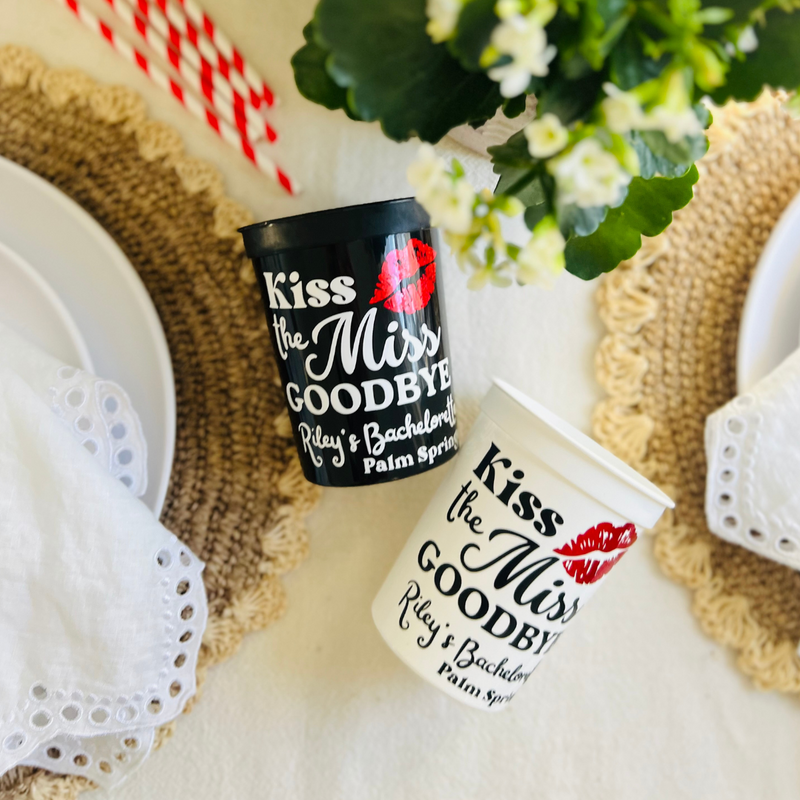 Kiss the Miss Goodbye Bachelorette And Engagement Cups | Bachelorette Favors