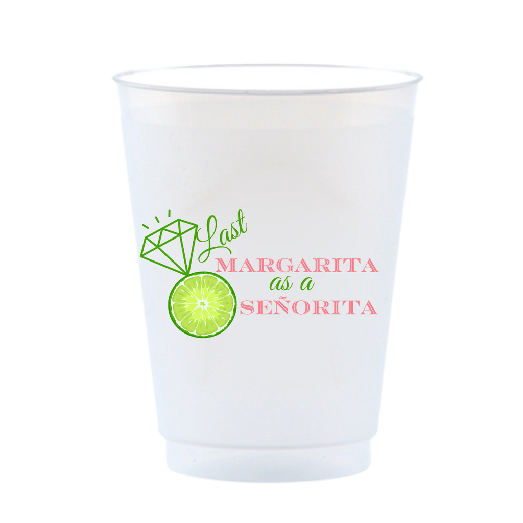 Last Margarita As A Señorita Bachelorette Frosted Drinking Cups, 16oz | Margaritas and Matrimony