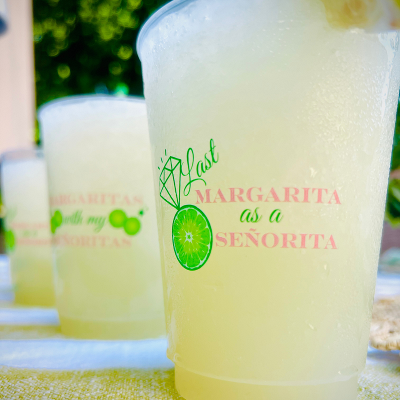 Last Margarita As A Señorita Bachelorette Frosted Drinking Cups, 16oz | Margaritas and Matrimony