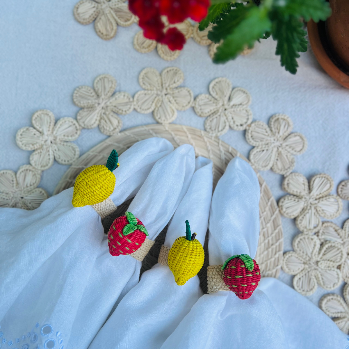 Handwoven Lemon Napkin Ring