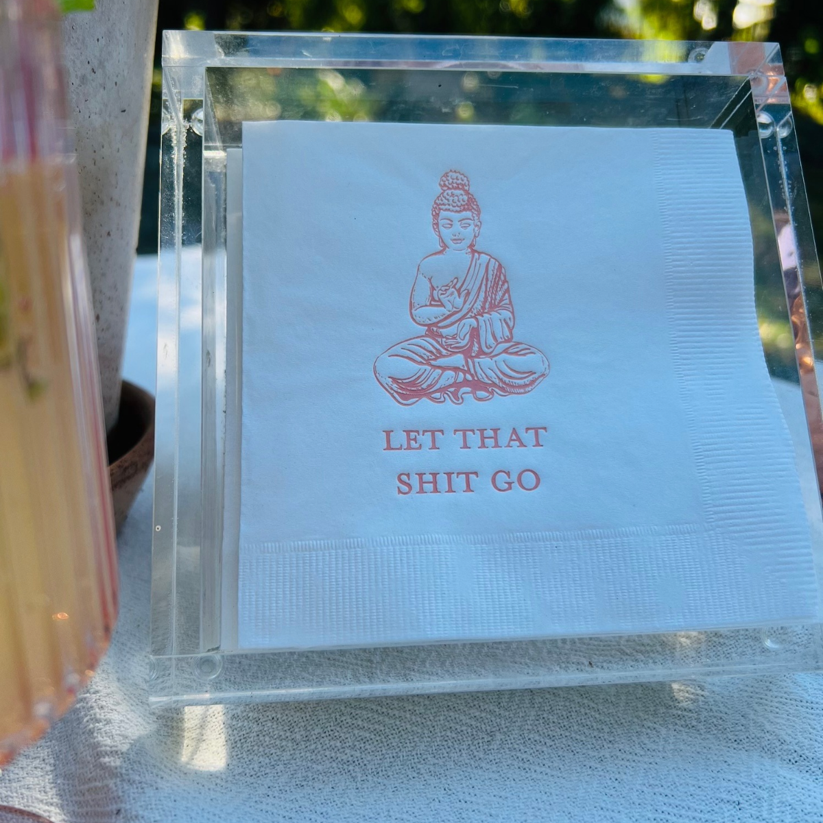 Let That Shit Go Paper Cocktail Napkins, Soft Pink