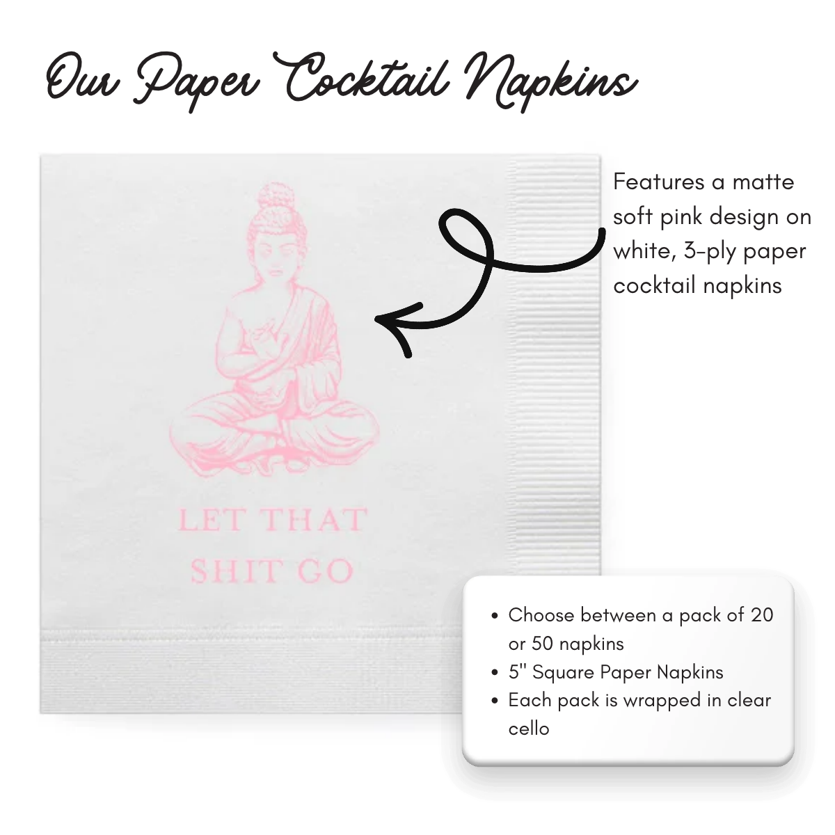 Let That Shit Go Paper Cocktail Napkins, Soft Pink