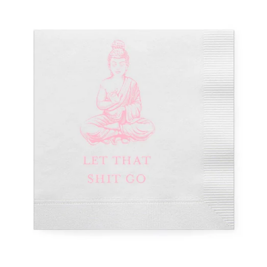 Let That Shit Go Paper Cocktail Napkins, Soft Pink