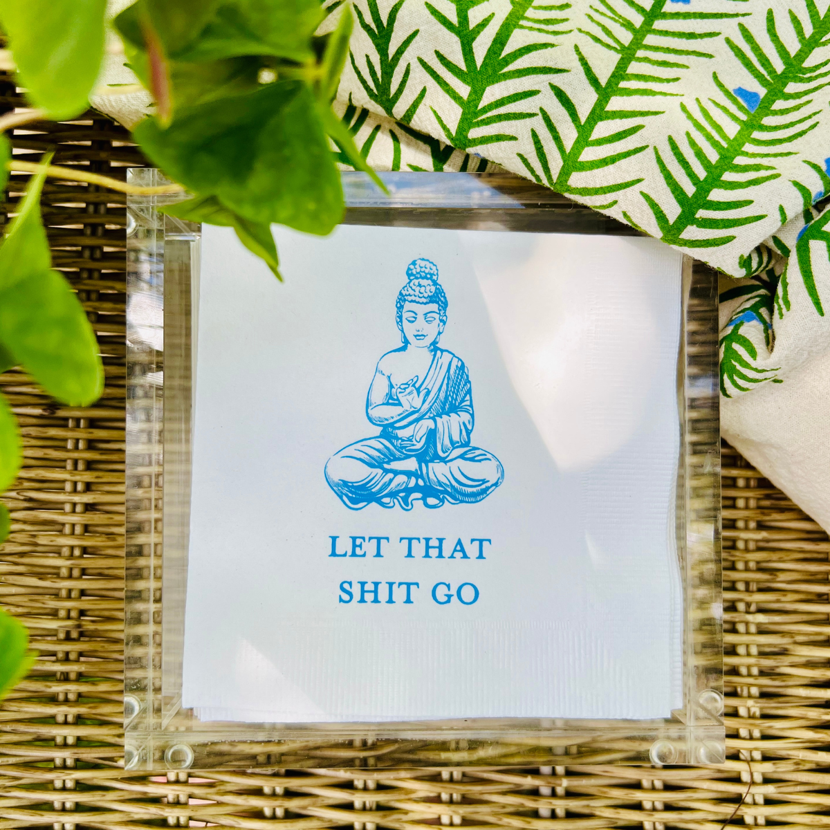 Let That Shit Go Paper Cocktail Napkins, Blue