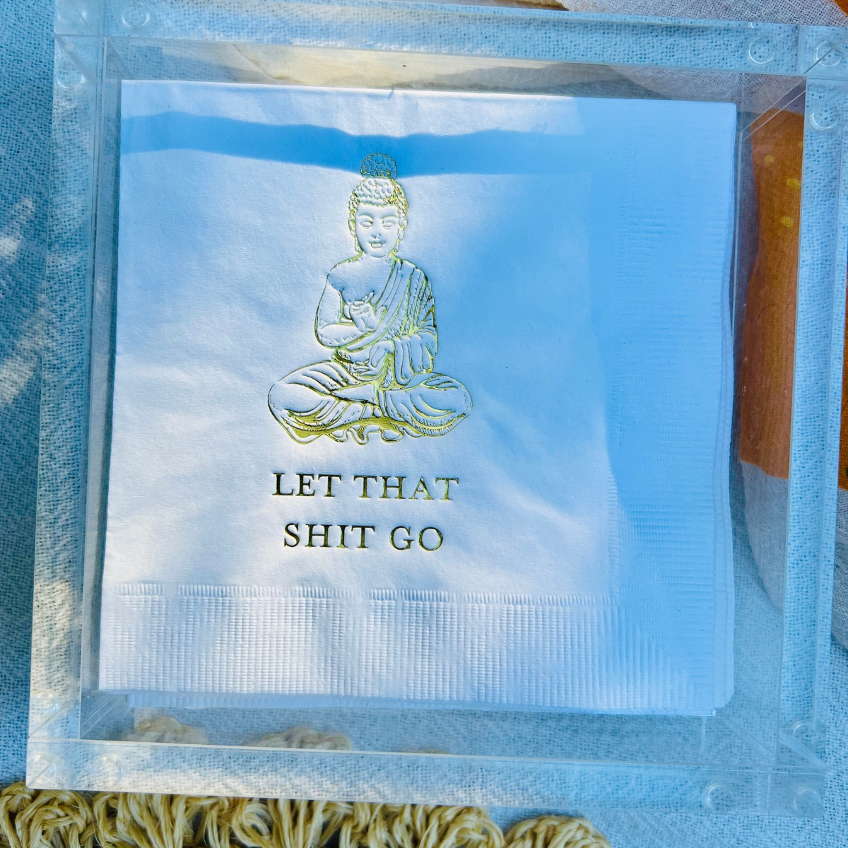 Let That Shit Go Paper Cocktail Napkins, Gold Foil
