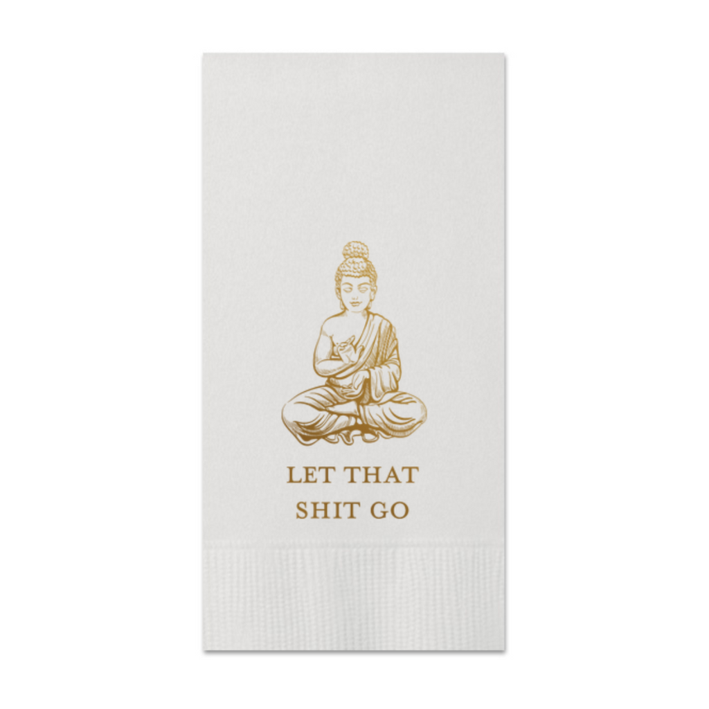 Let That Shit Go Gold Buddha Paper Guest Towels, Pack of 30 | Funny Guest Towels | Fun Guest Bathroom Décor