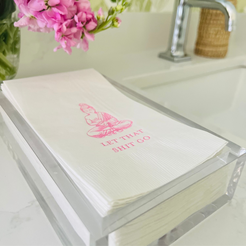 Let That Shit Go Pink Buddha Paper Guest Towels, Pack of 30 | Fun Bathroom Décor