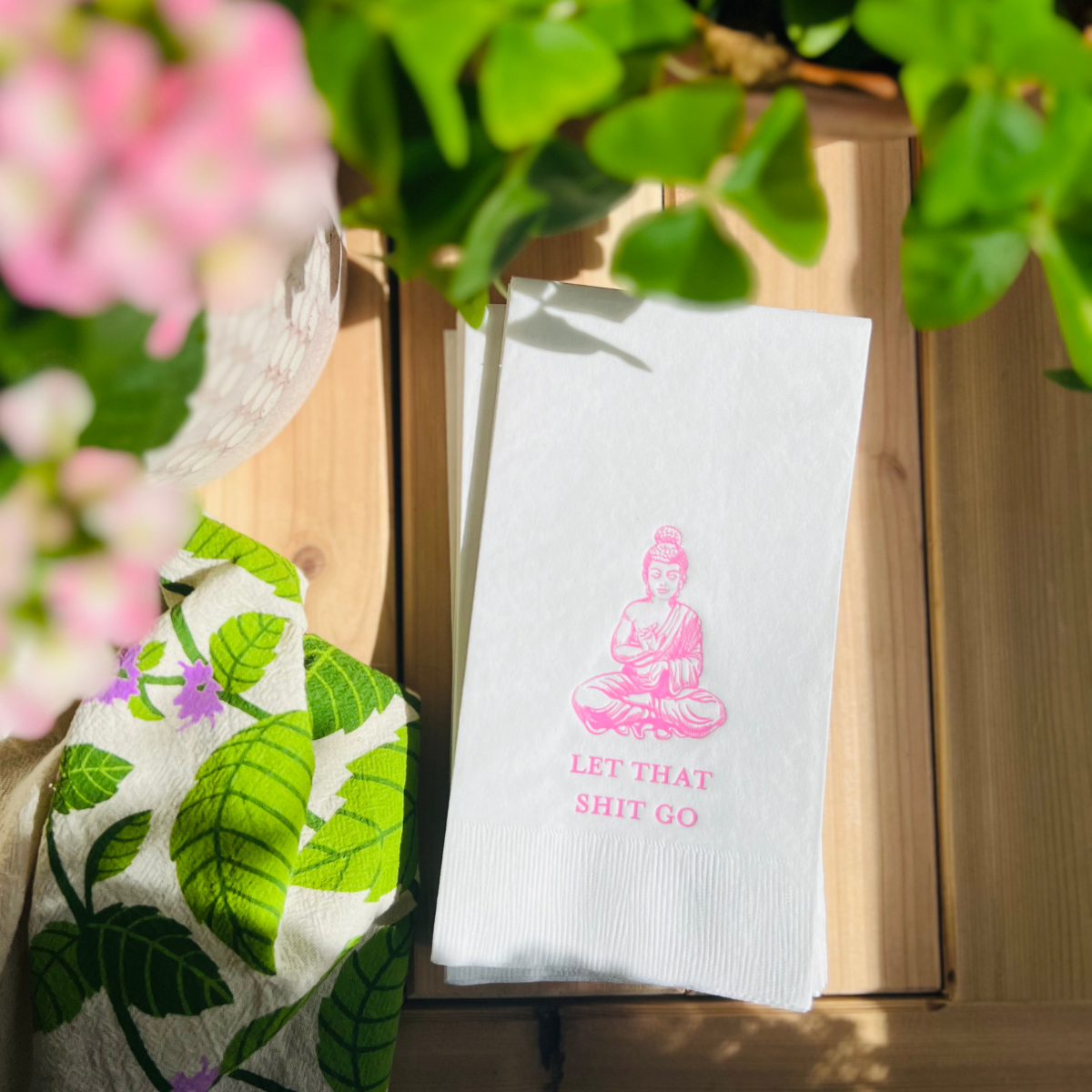 Let That Shit Go Pink Buddha Paper Guest Towels, Pack of 30 | Fun Bathroom Décor