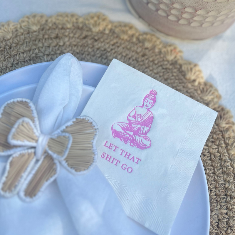 Let That Shit Go Cocktail Paper Napkin, Pink