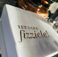 Let's Get Fizzicle Cocktail Paper Beverage Napkins, Gold