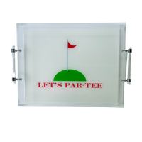 Let's Par-Tee Golf Acrylic Serving Tray With Handles, 14" x 18"