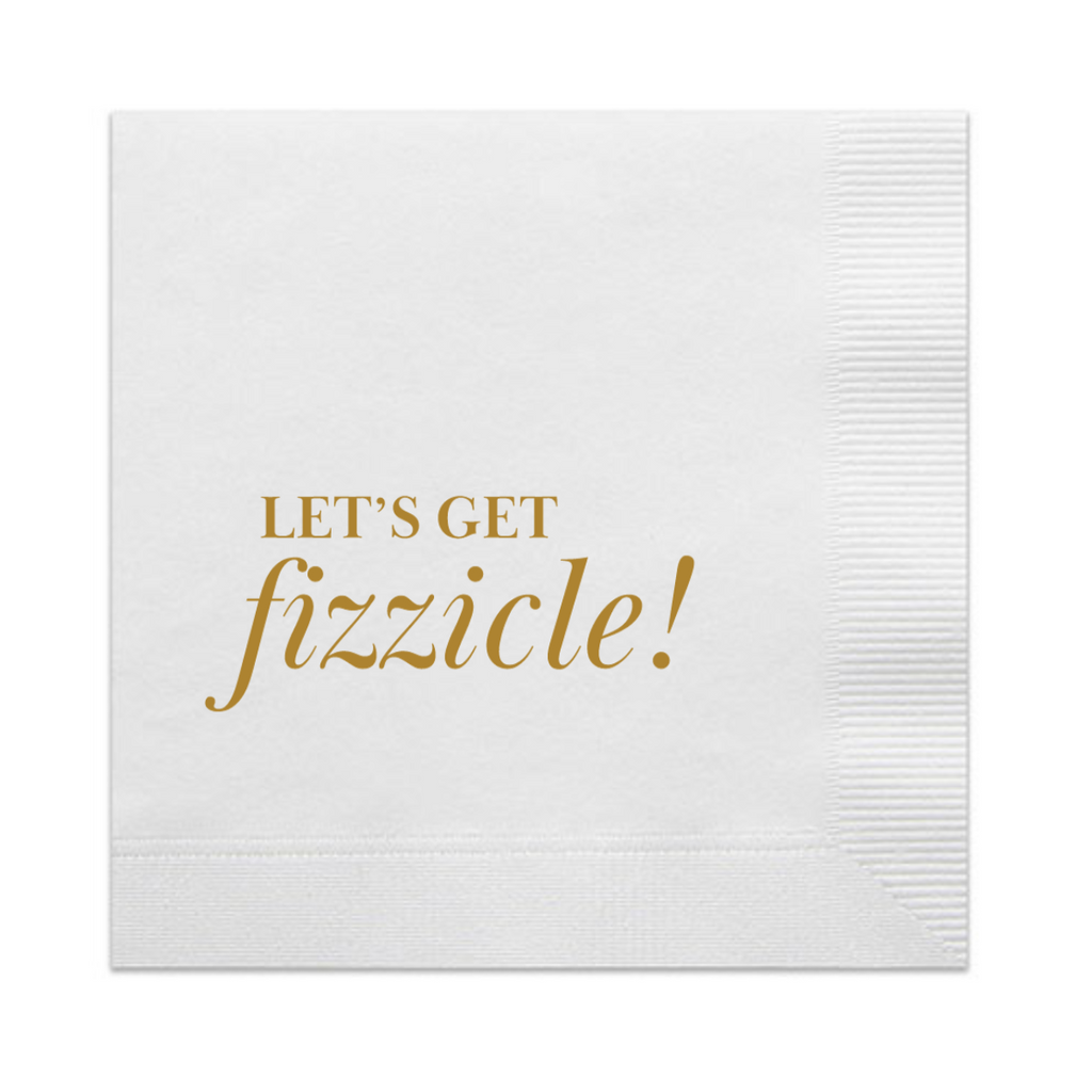 Let's Get Fizzicle Cocktail Paper Beverage Napkins, Gold