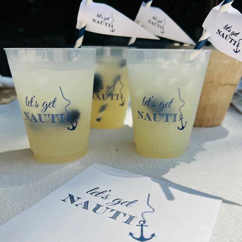 Let's Get Nauti Cocktail Paper Beverage Napkins For Nautical Parties and Bachelorettes