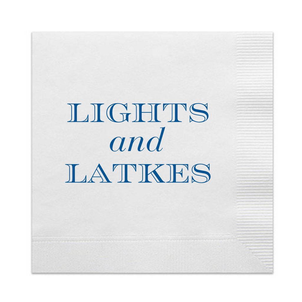 Lights And Latkes Hanukkah Cocktail Paper Beverage Napkins