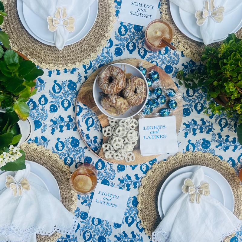 Lights And Latkes Hanukkah Cocktail Paper Beverage Napkins