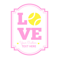 Tennis Love Waterproof Wine Label, Pink