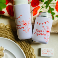 Martini Girl Custom Birthday Can Cooler Sleeves | Regular & Slim Fit