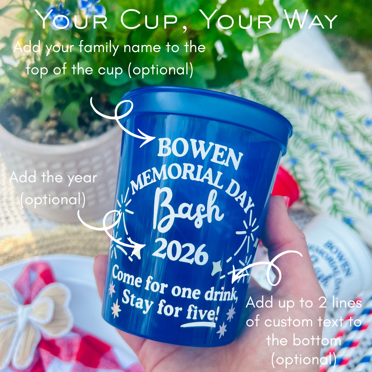 Memorial Day Custom Stadium Cups