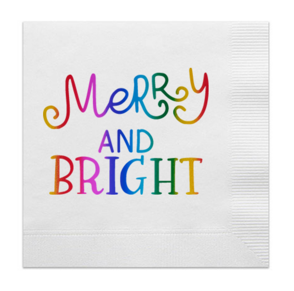 Merry & Bright Holiday Cocktail Paper Beverage Napkins