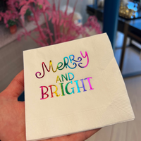 Merry & Bright Holiday Cocktail Paper Beverage Napkins