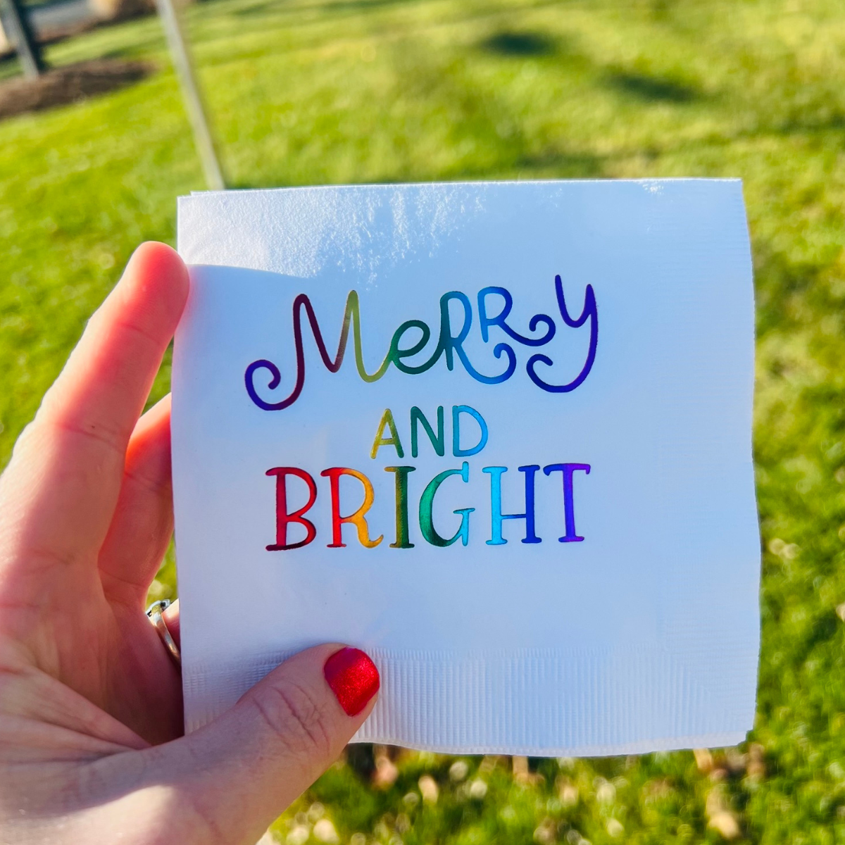 Merry & Bright Holiday Cocktail Paper Beverage Napkins