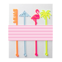 Miami Beach Acrylic Drink Stirrers, Set of 4