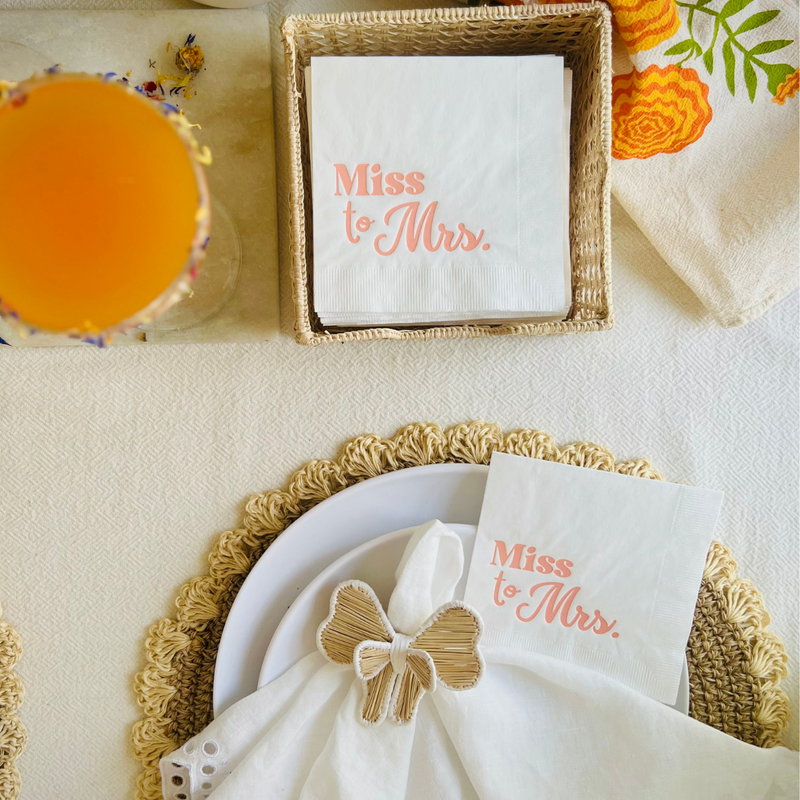 Miss to Mrs. Paper Cocktail Bridal Shower Napkins