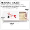 Mob wives matchbox with branding and dimensions on a white background