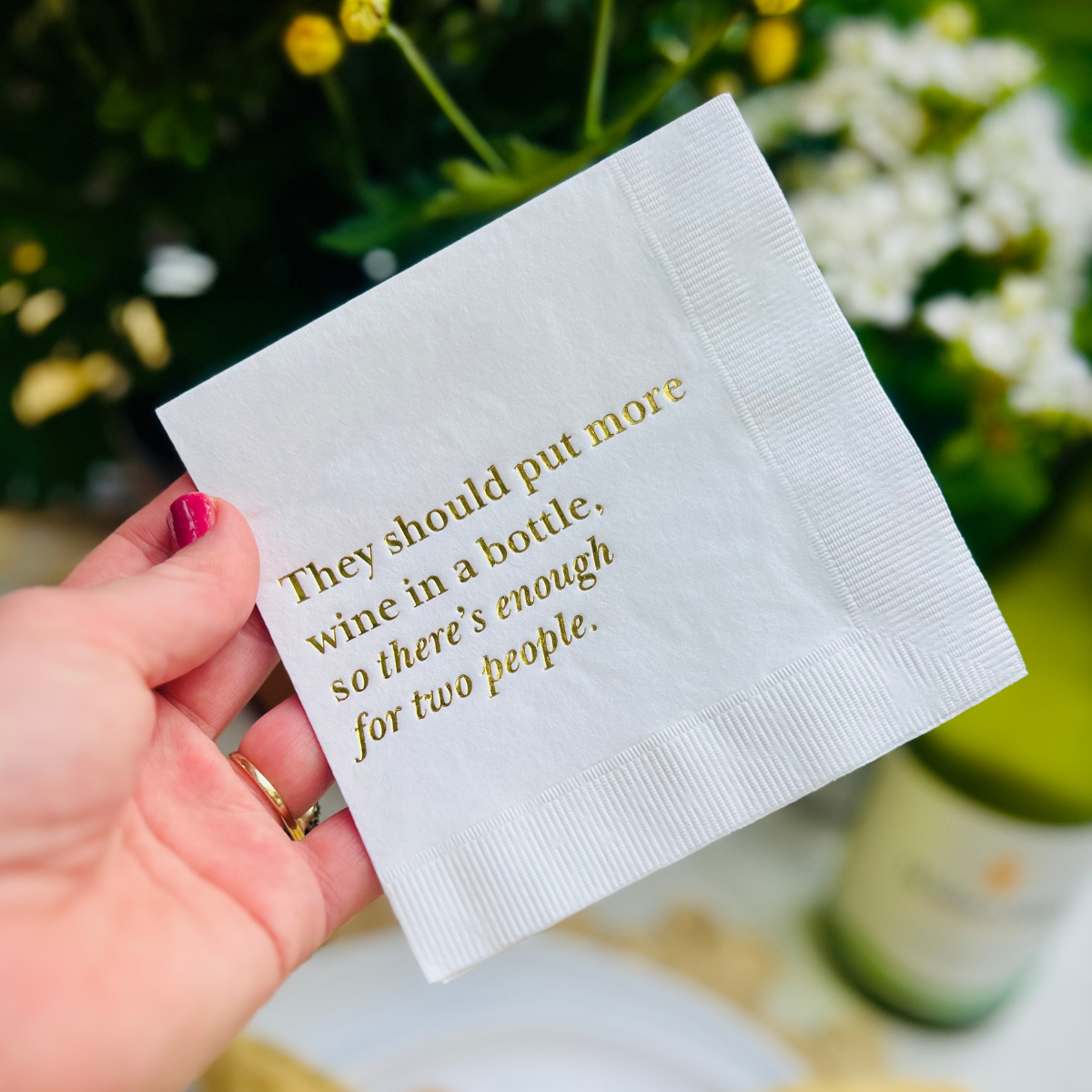 They Should Put More Wine In A Bottle Cocktail Paper Beverage Napkin | Vino Before Vows