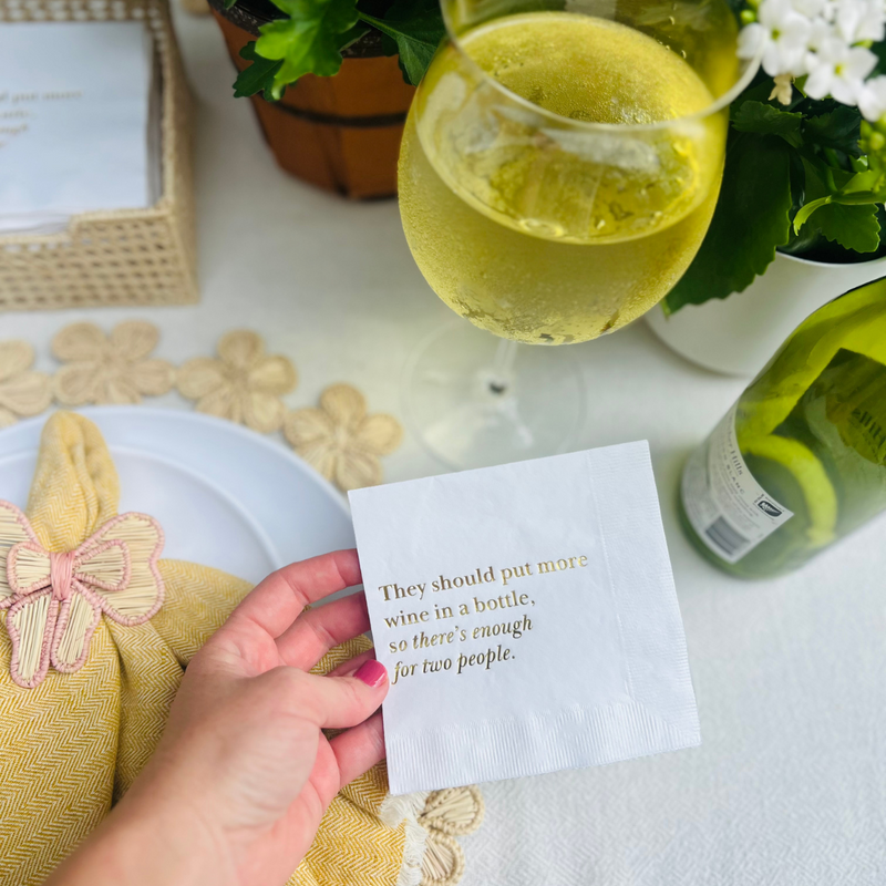 They Should Put More Wine In A Bottle Cocktail Paper Beverage Napkin | Vino Before Vows