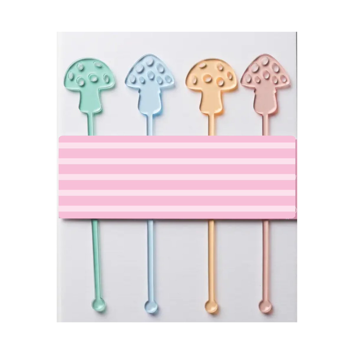 Mushrooms Pastel Acrylic Drink Stirrer, Set of 4