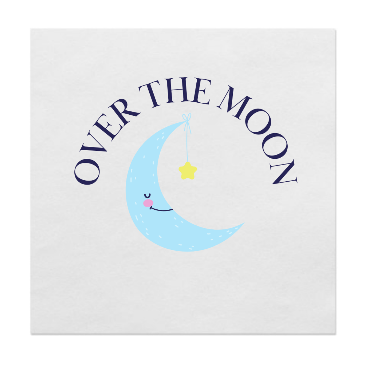 Over the Moon Baby Shower Cocktail Paper Beverage Napkins, Navy Font