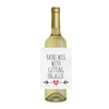 A white wine label is shown on a white wine bottle against a white background, the wine label reads "airs Well With Getting Engaged."