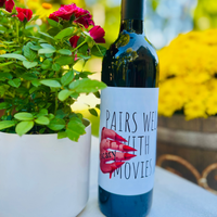 Pairs Well With Scary Movies Wine Label