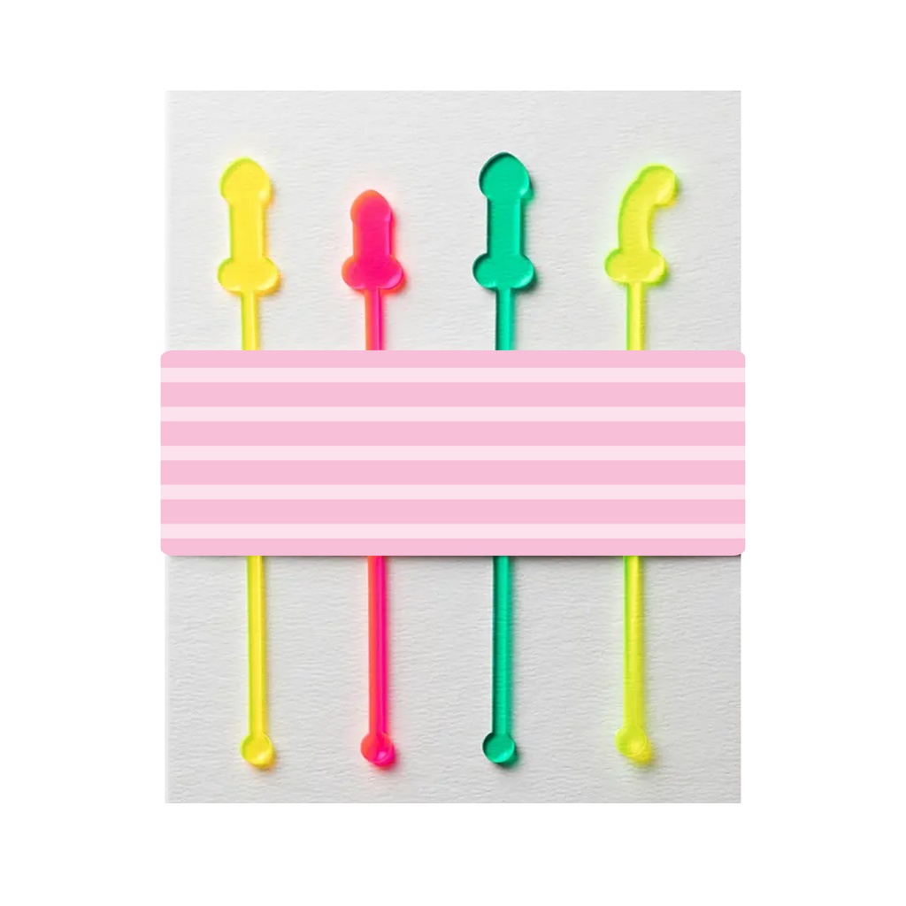 Penis Acrylic Drink Stirrers, Set of 4