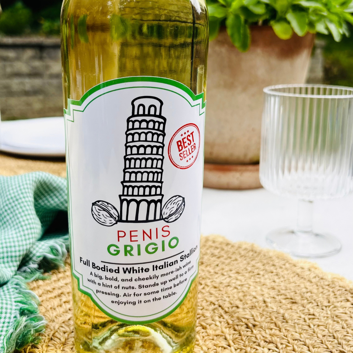 Penis Grigio Wine Label | Funny Bachelorette & Gag Gift for Wine Lovers